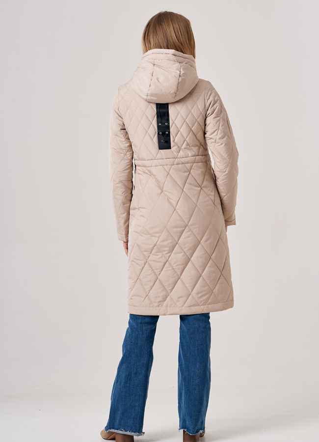 Полупальто женское бежевого цвета модель № 20603 в рассрочку