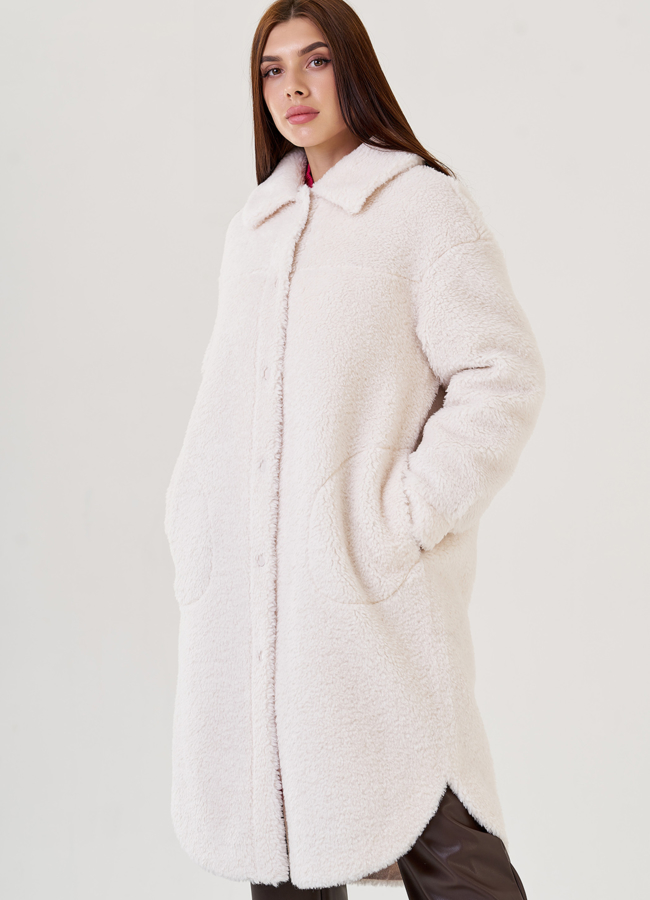 Пальто 2 в 1 из искусственного меха модель № 79220 универмаг малина