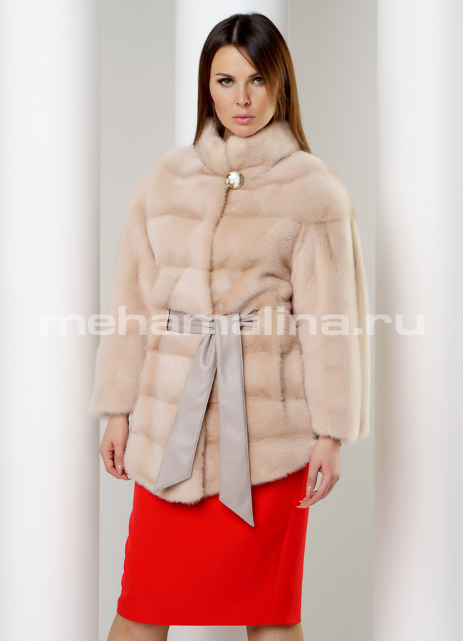 Шуба норковая модель № S-598 меха малина