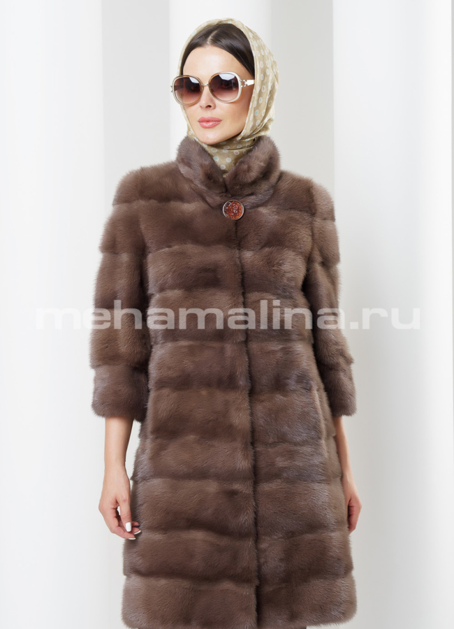 фото Шуба норка, воротник стойка, цвет соболь модель № S-338