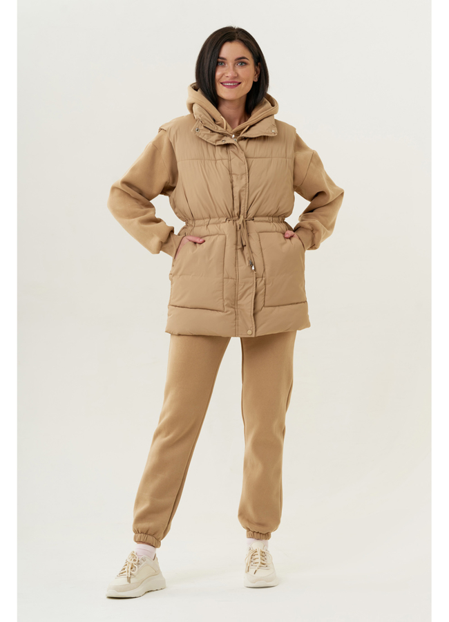 Костюм женский - худи, брюки + жилетка модель № 22277 меха малина