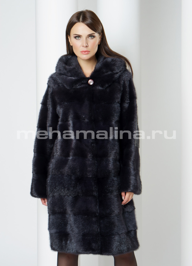 Шуба из норки модель № S-632 меха малина