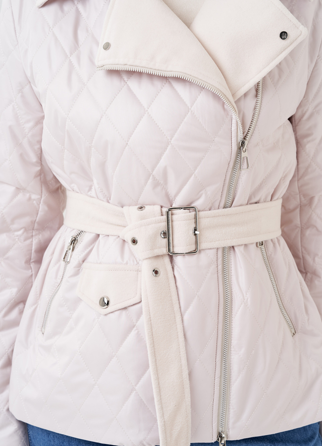 Куртка со съемным капюшоном в светло-бежевом цвете модель № 23915 в рассрочку