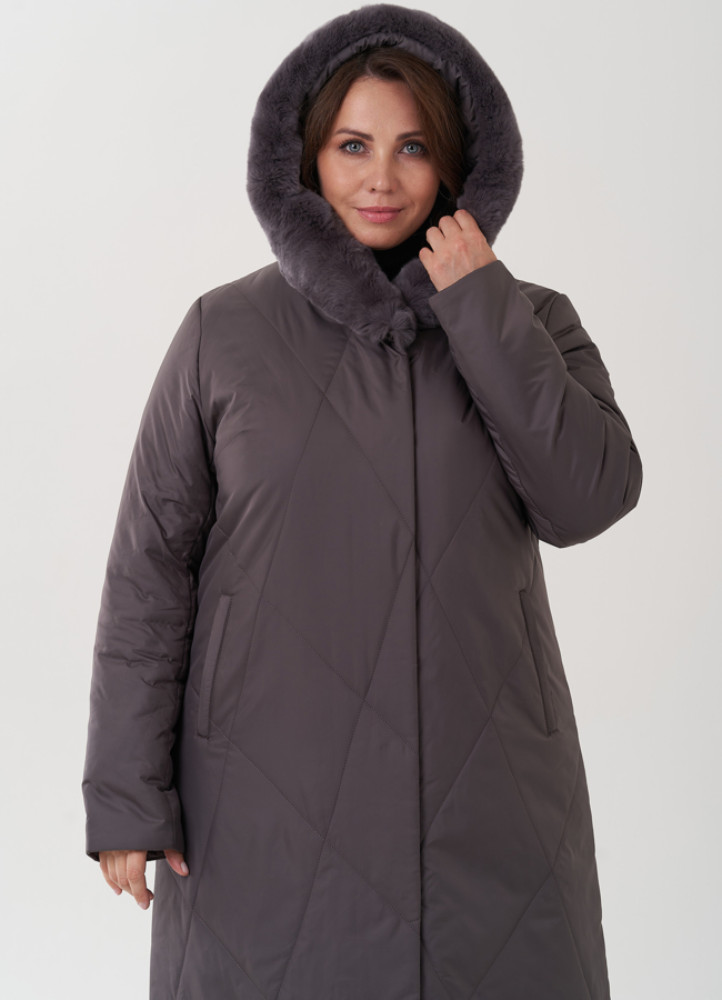 Женское пальто с капюшоном  модель № 79177 универмаг малина