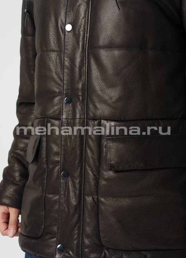 Пуховик Perre из натуральной кожи  модель № ПМ-93 универмаг малина