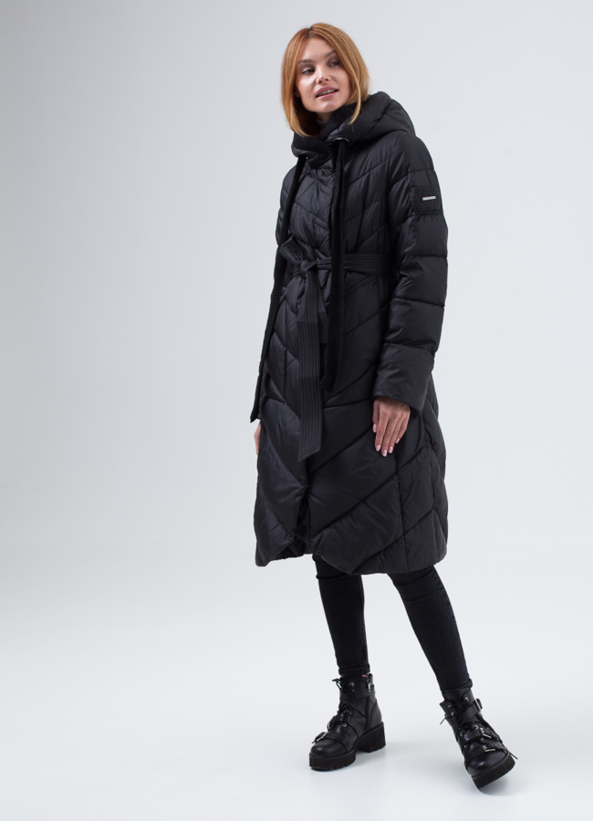 Пуховик женский модель № П-311 меха малина