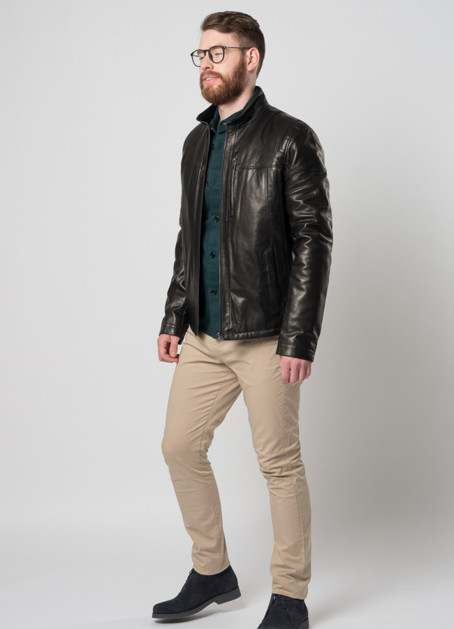 фото Кожаная куртка на молнии модель № 865