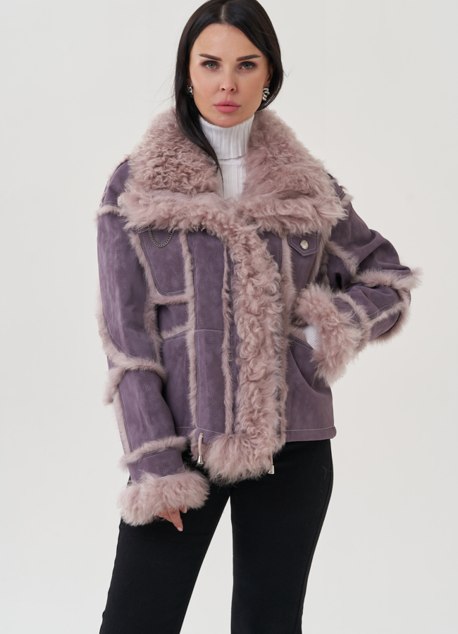 Женская куртка фиолетового цвета с меховой отделкой модель № 25545 универмаг малина Женская куртка фиолетового цвета с меховой отделкой модель № 25545 универмаг малина