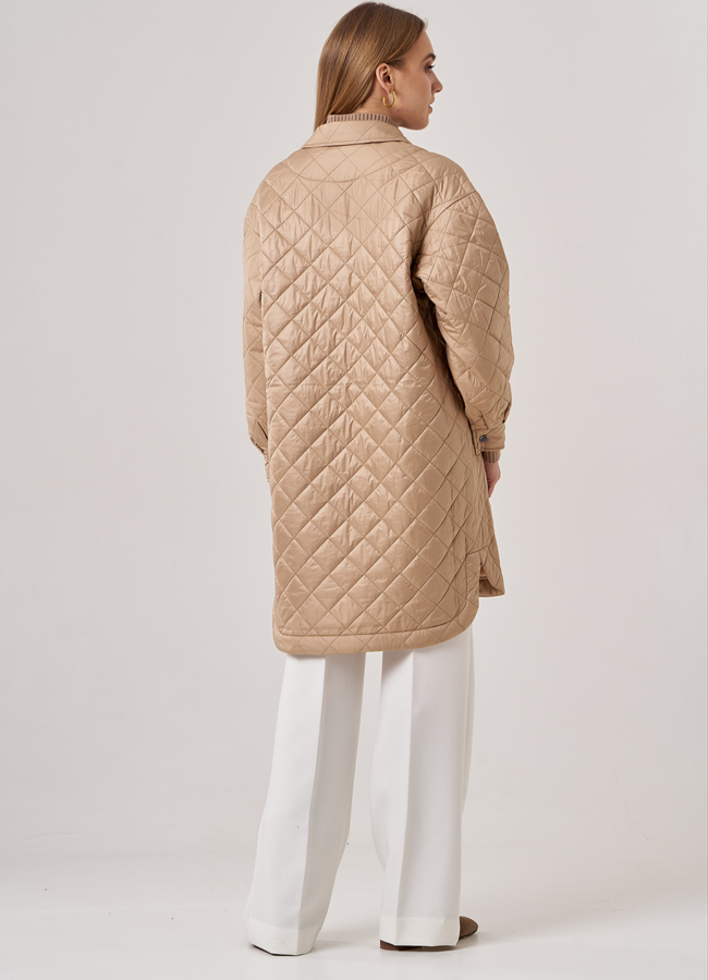 Полупальто-рубашка бежевого цвета модель № 38 универмаг малина