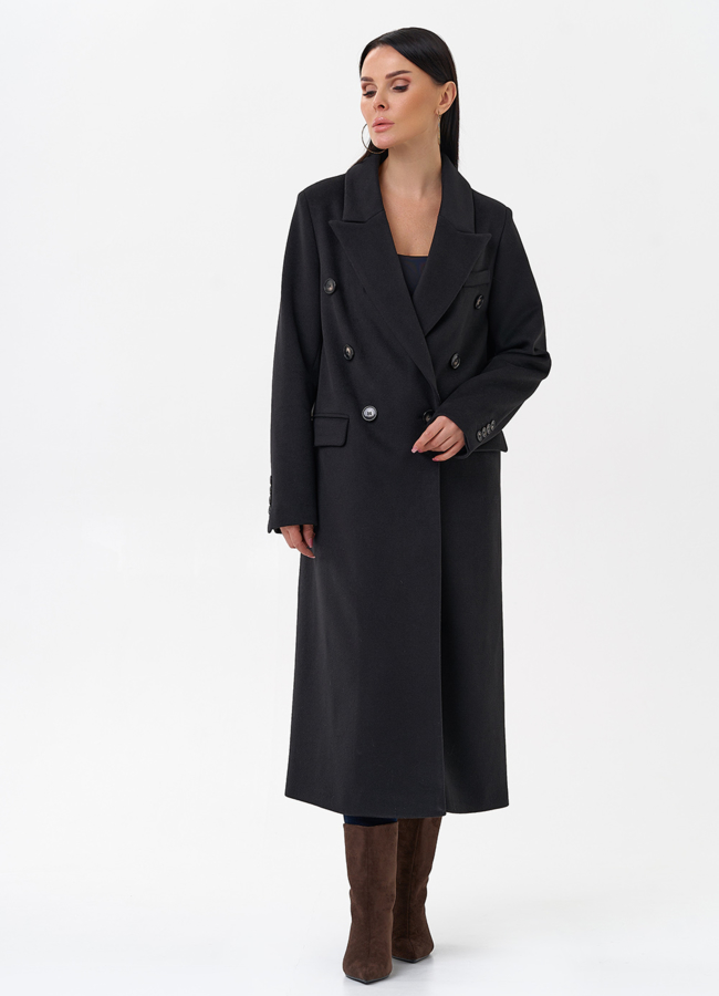 Длинное двубортное пальто с английским воротником модель № 29543 в рассрочку Длинное двубортное пальто с английским воротником модель № 29543 в рассрочку