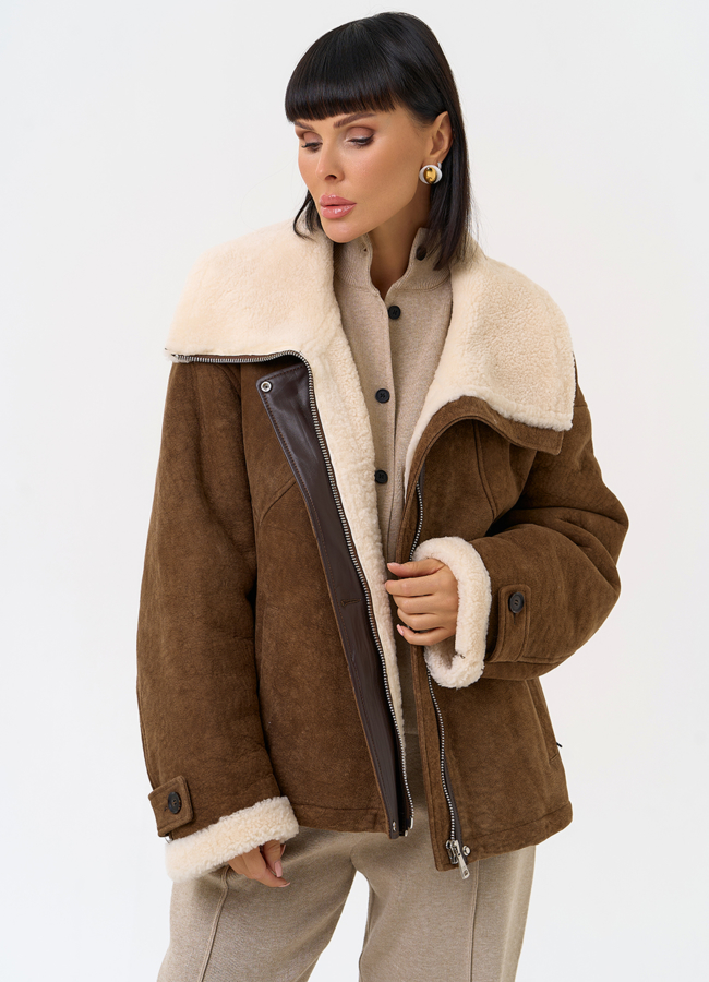 Женская натуральная дубленка в коричневом цвете модель № 31571 универмаг малина Женская натуральная дубленка в коричневом цвете модель № 31571 универмаг малина