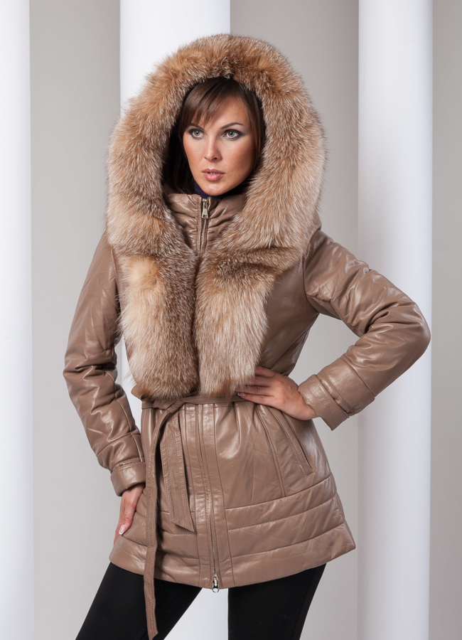 фото Кожаные куртка с мехом модель № K-138