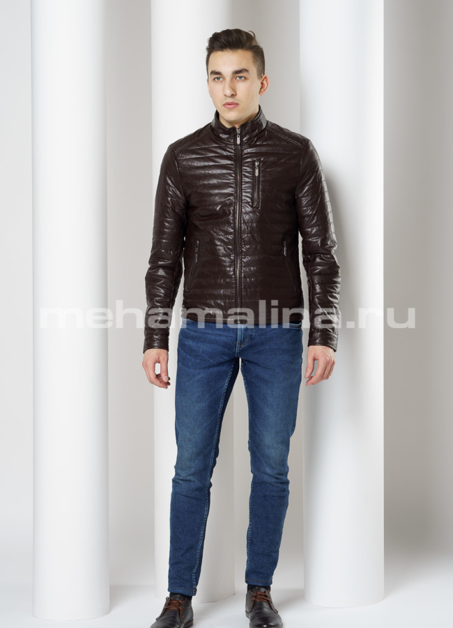 Куртка из эко кожи на молнии со стойкой модель № 607 в кредит
