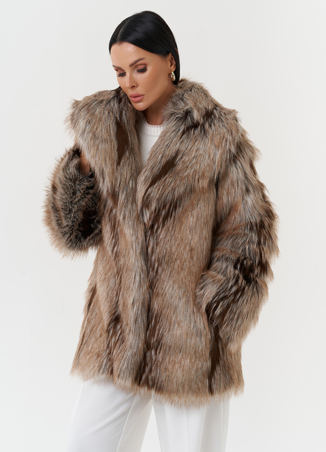 Шуба из эко меха под лису модель № 28684 в рассрочку