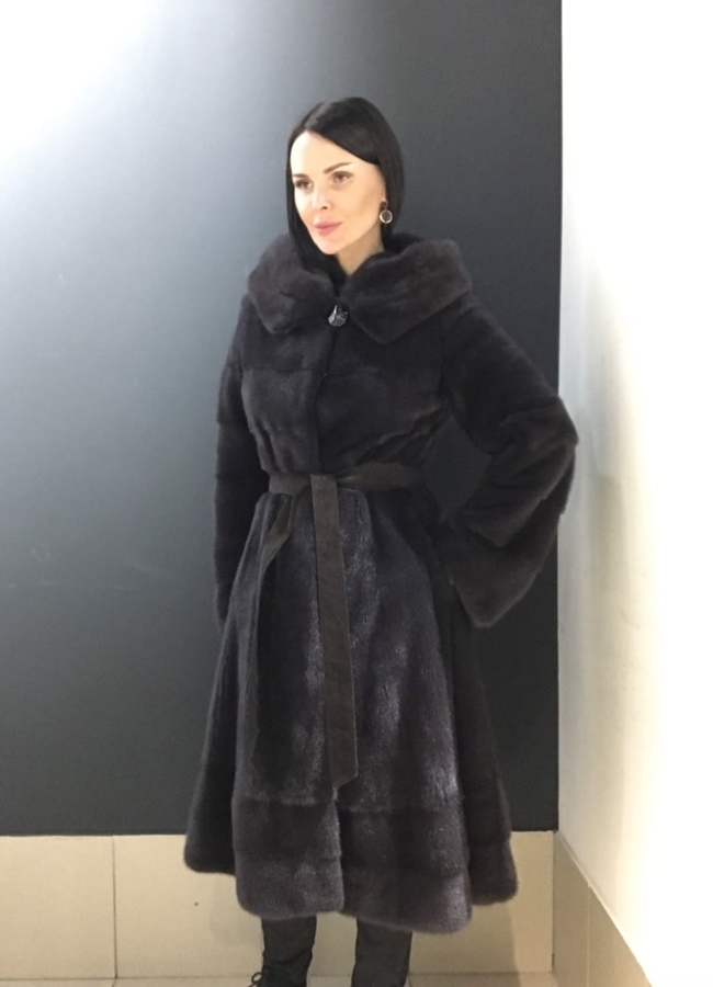 Шуба из норки с капюшоном модель № S-757 в рассрочку