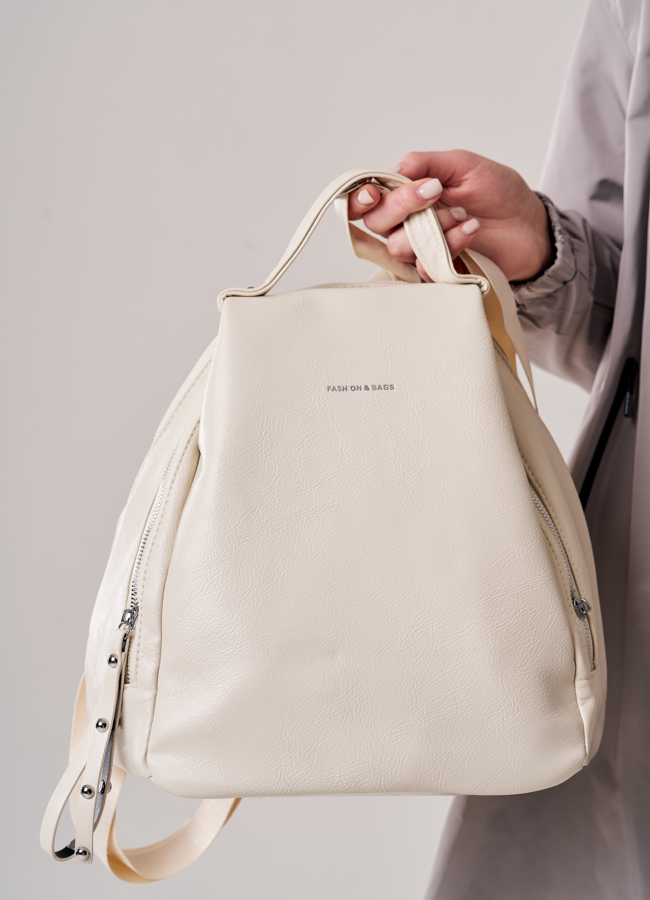 Рюкзак женский из эко кожи бежевого цвета модель № ZR 869 универмаг малина