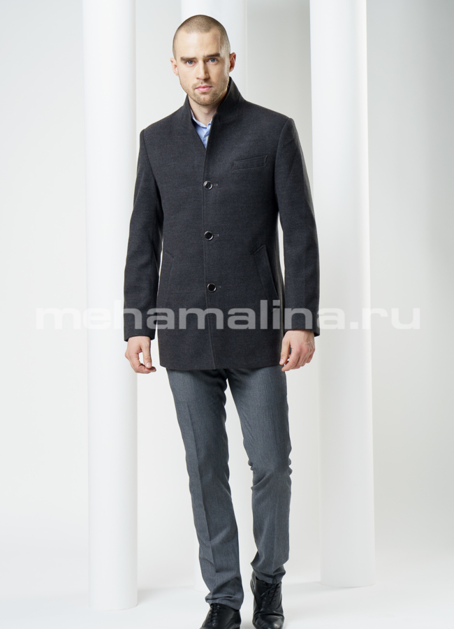 Пальто мужское из кашемира модель № PK-2 меха малина