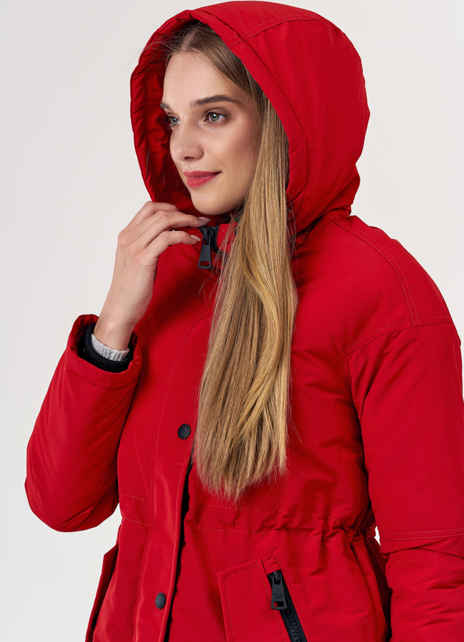 Женская парка в красном цвете модель № 21241 универмаг малина