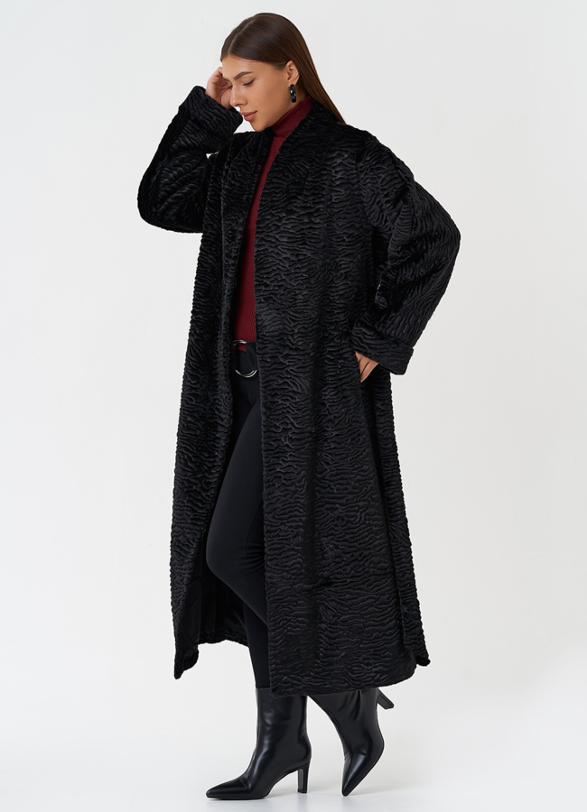 Пальто из эко меха под каракуля модель № 28672 универмаг малина