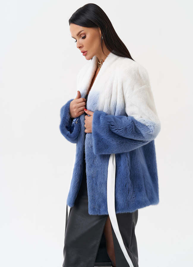 Женская шуба из меха норки с градиентом модель № 28092 универмаг малина