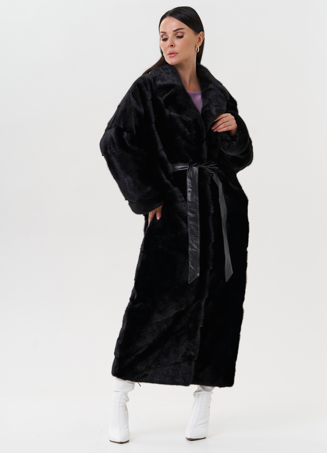 Женская длинная шуба из меха норки модель № 27593 в кредит