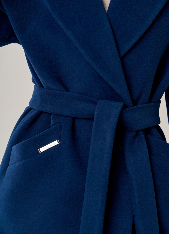 Длинное женское пальто в синем цвете модель № 22944 универмаг малина