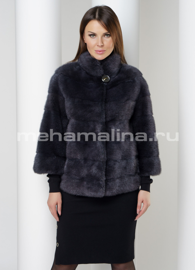 Шуба из норки, автоледи модель № S-590 меха малина