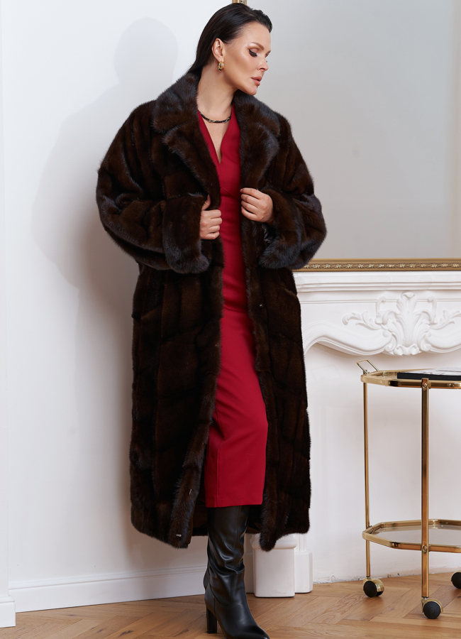Шуба из меха норки с английским воротником модель № 27589 универмаг малина