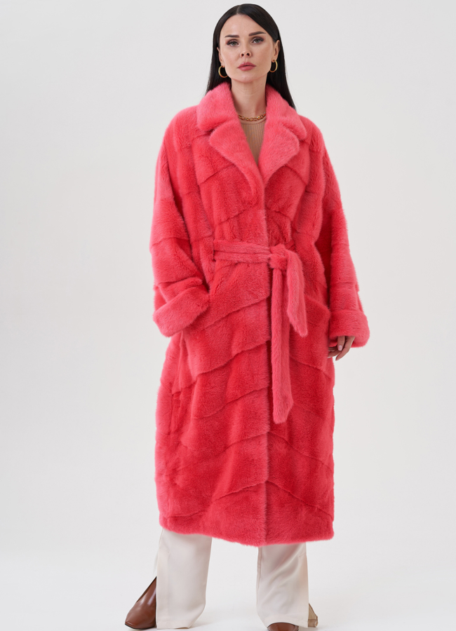 фото Норковая шуба с английским воротником  модель № 79697