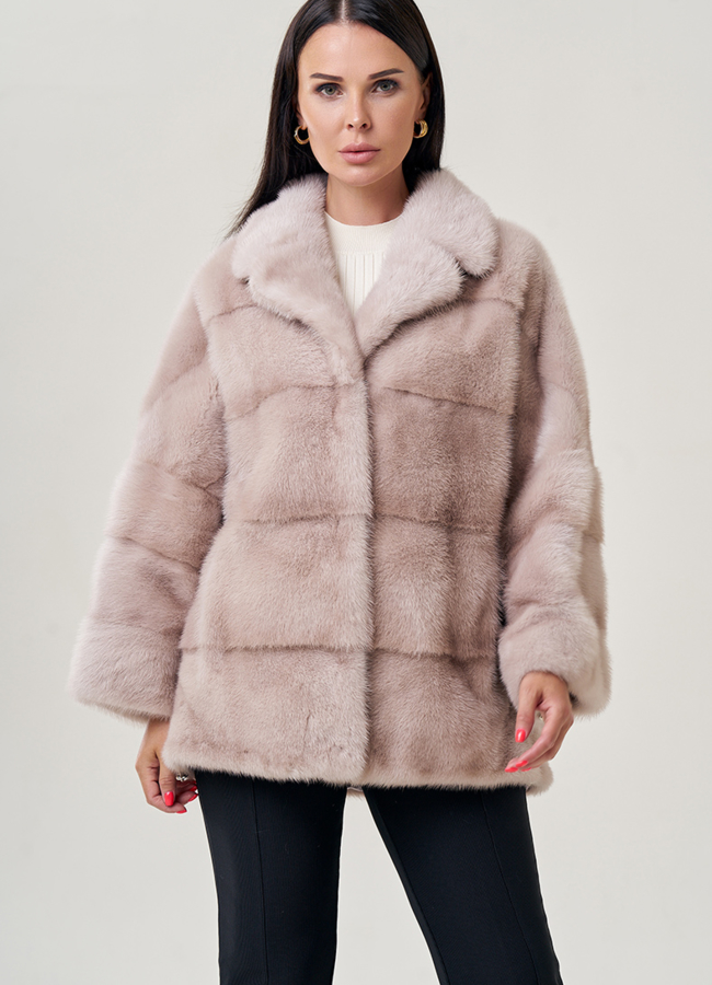 Куртка из норки с английским воротником модель № 23107 меха малина