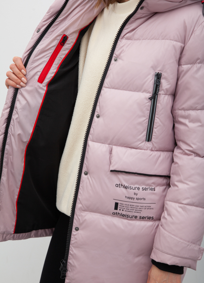 Пуховик женский розового цвета модель № 21025 универмаг малина