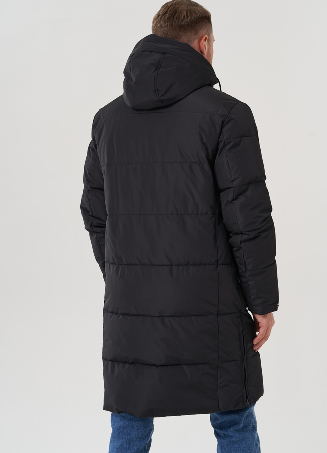 Мужская куртка с капюшоном черного цвета  модель № 82426 универмаг малина