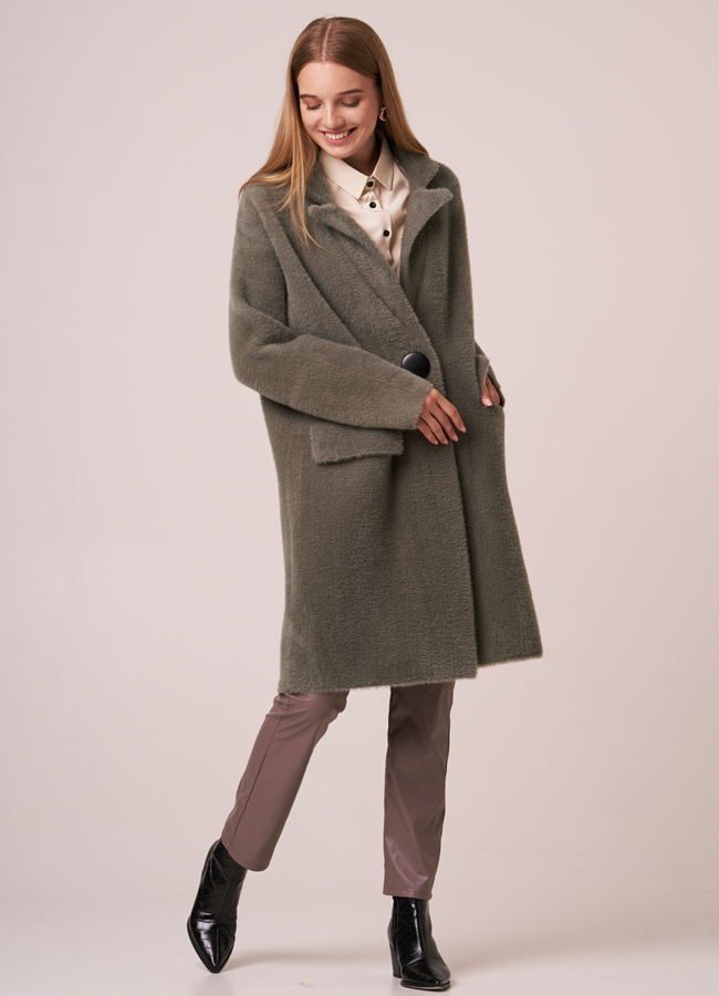 Кардиган oversize в цвете хаки модель № 968 меха малина