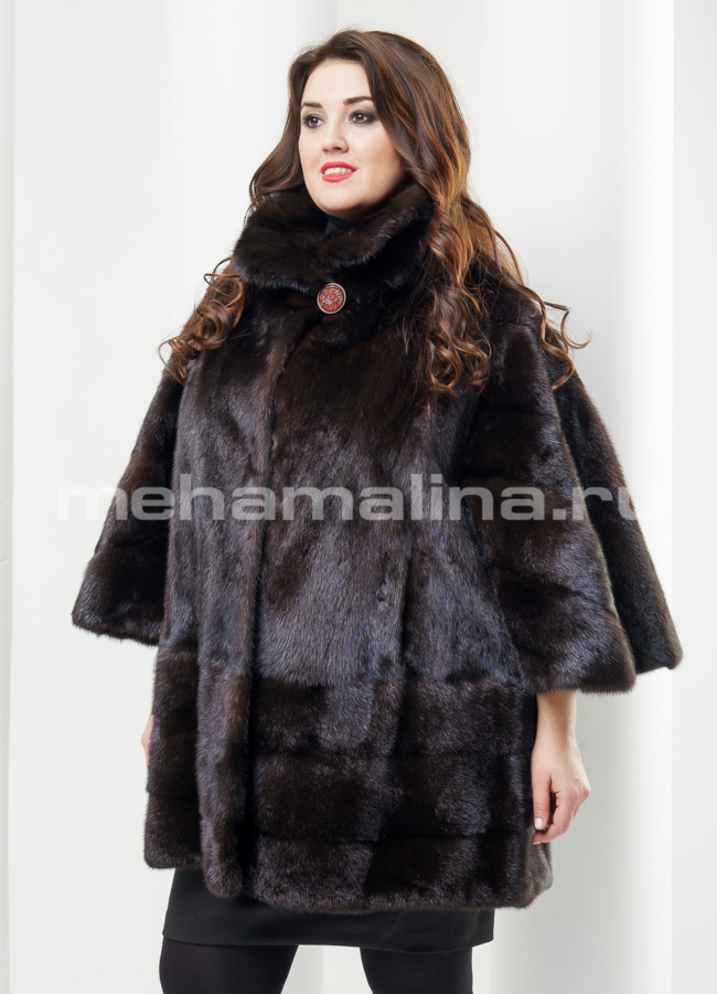 Шуба из норки модель № S-397 меха малина