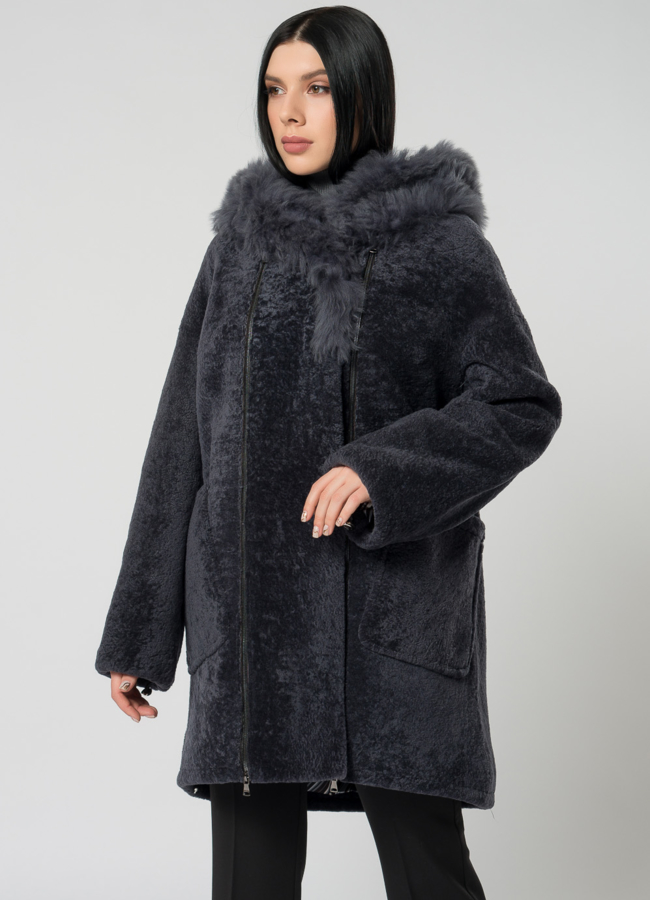 Куртка из мутона оверсайз модель № 1507 универмаг малина