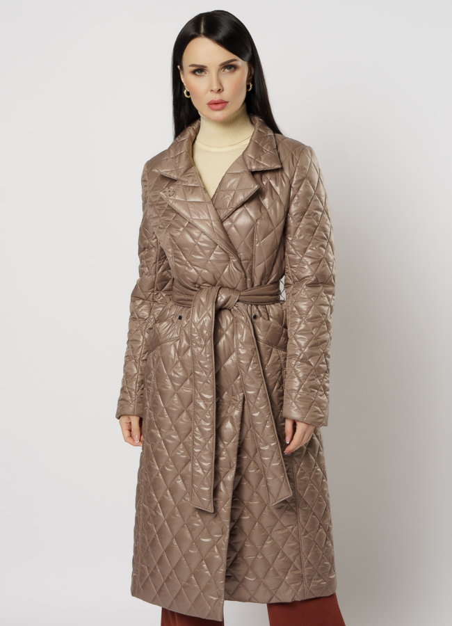 Пальто женское из текстиля на утеплителе модель № 17782 меха малина