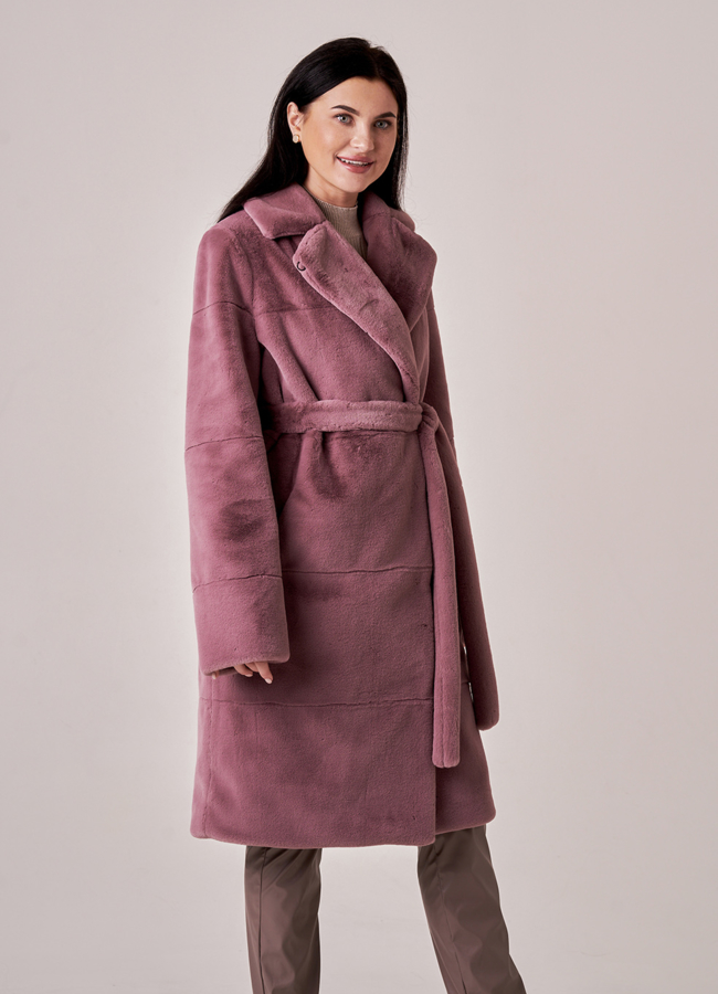 Шуба из искусственного меха розового цвета модель № 933 универмаг малина