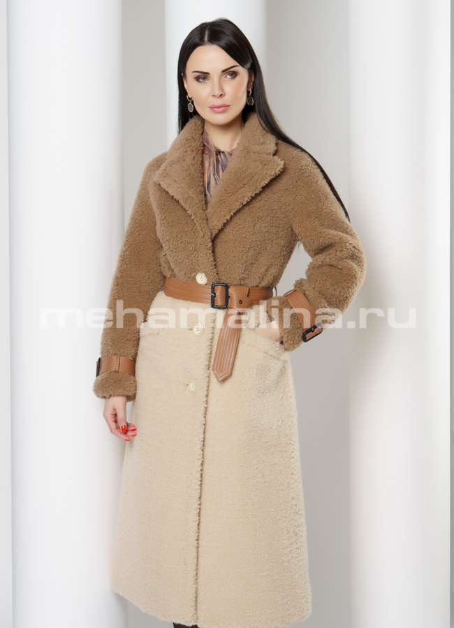 Пальто из шерсти с английским воротником модель № K88621Y меха малина