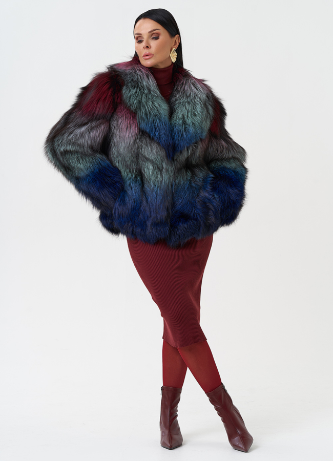 Шуба из меха чернобурки модель № 28591 универмаг малина