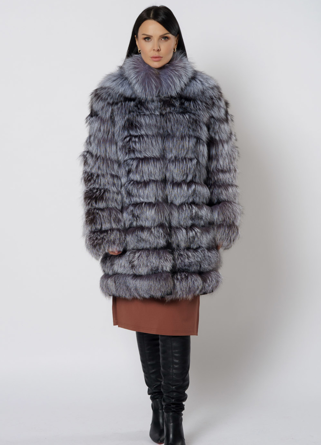 фото Жакет из чернобурки с воротником стойкой модель № 21725