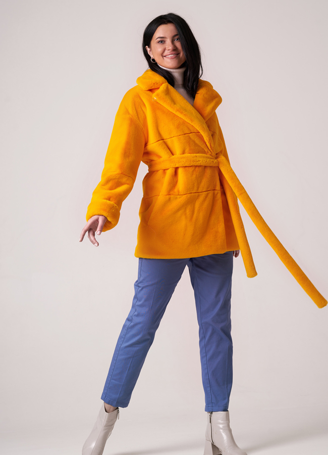 Шуба из искусственного меха с английским воротником модель № 17840 универмаг малина