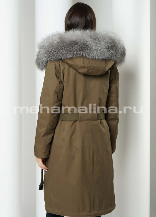 Меховая парка в цвете хаки, отделка фрост модель № 610 универмаг малина
