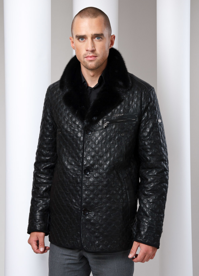 Дубленка модель № DM-3 меха малина