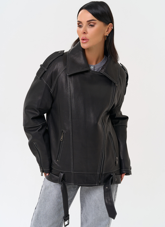 Куртка из натуральной кожи с капюшоном