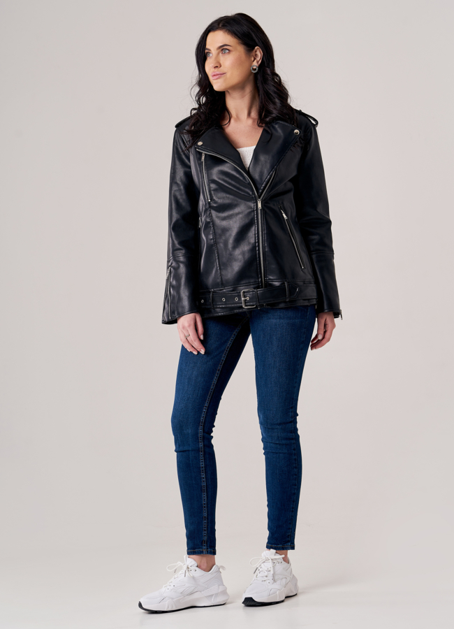 Женская косуха из эко кожи черного цвета модель № 2121 в рассрочку