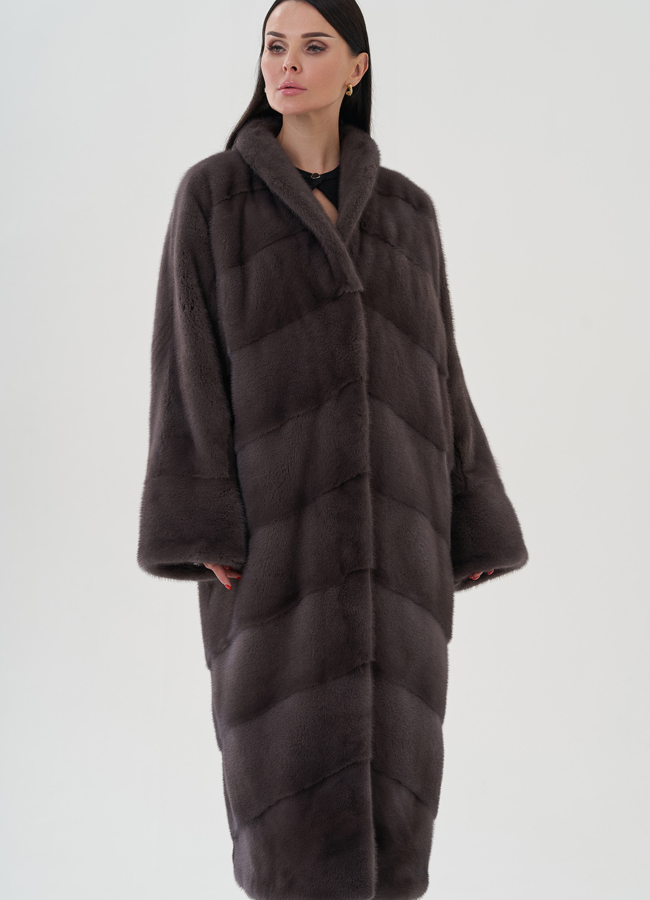 фото Длинная шуба из скандинавской норки модель № 24969