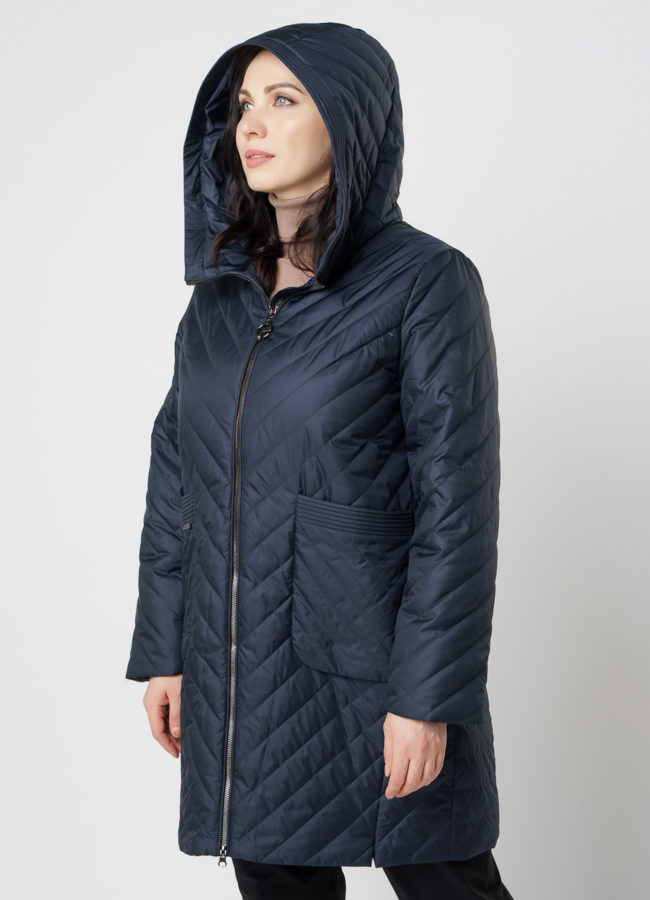 Полупальто женское синего цвета модель № 20667 в рассрочку