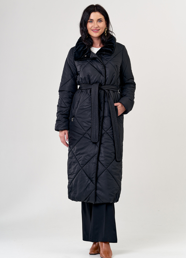 фото Пуховик женский черного цвета модель № 0123