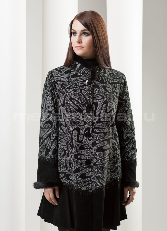 фото Кожаный плащ, воротник-стоечка модель № K-152