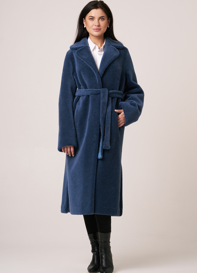 Шуба из искусственного меха с английским воротником модель № 17850 универмаг малина